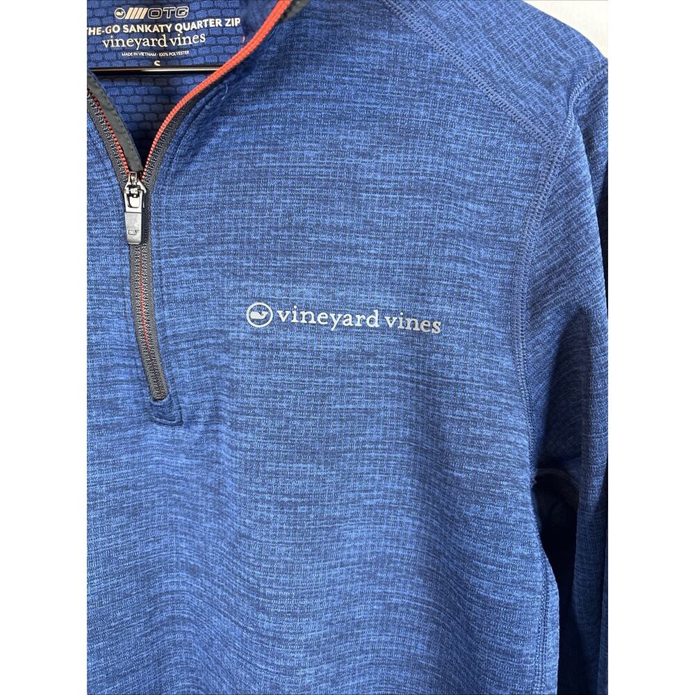 Vineyard Vines On The Go Sankaty 1/4 Zip Pullover Men's Small Blue Golf Preppy - Picture 2 of 7